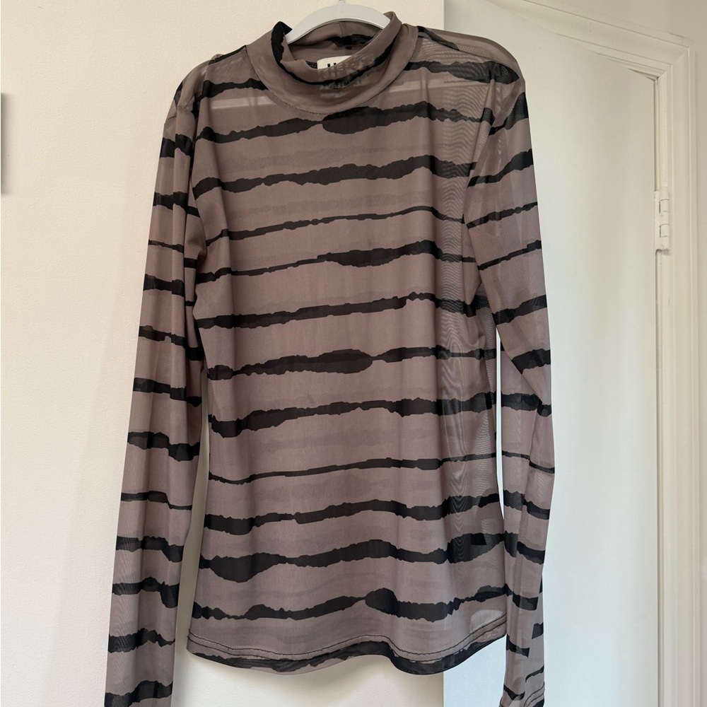 Just Female Black and Brown Striped Blouse